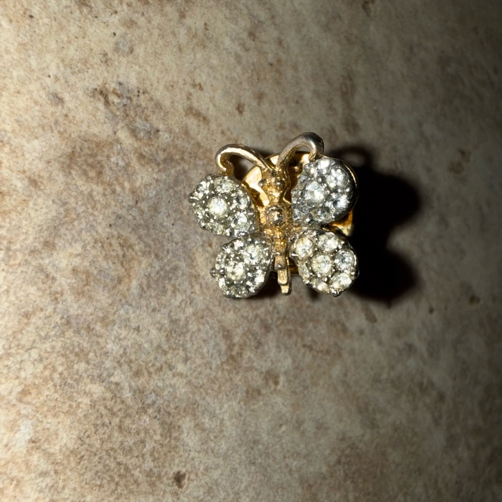 Elegant Gold and Silver Butterfly Brooch